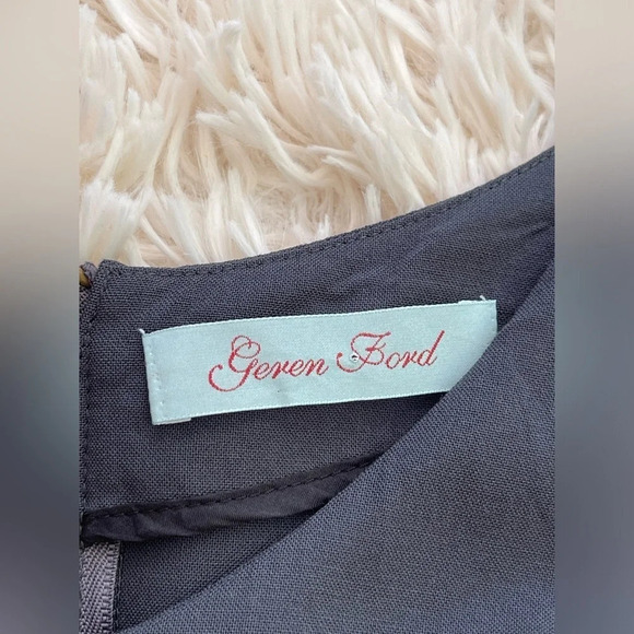 Geren Ford A Line olive Green Dress Pleated Skirt wool blend back zipper size M - Picture 5 of 7